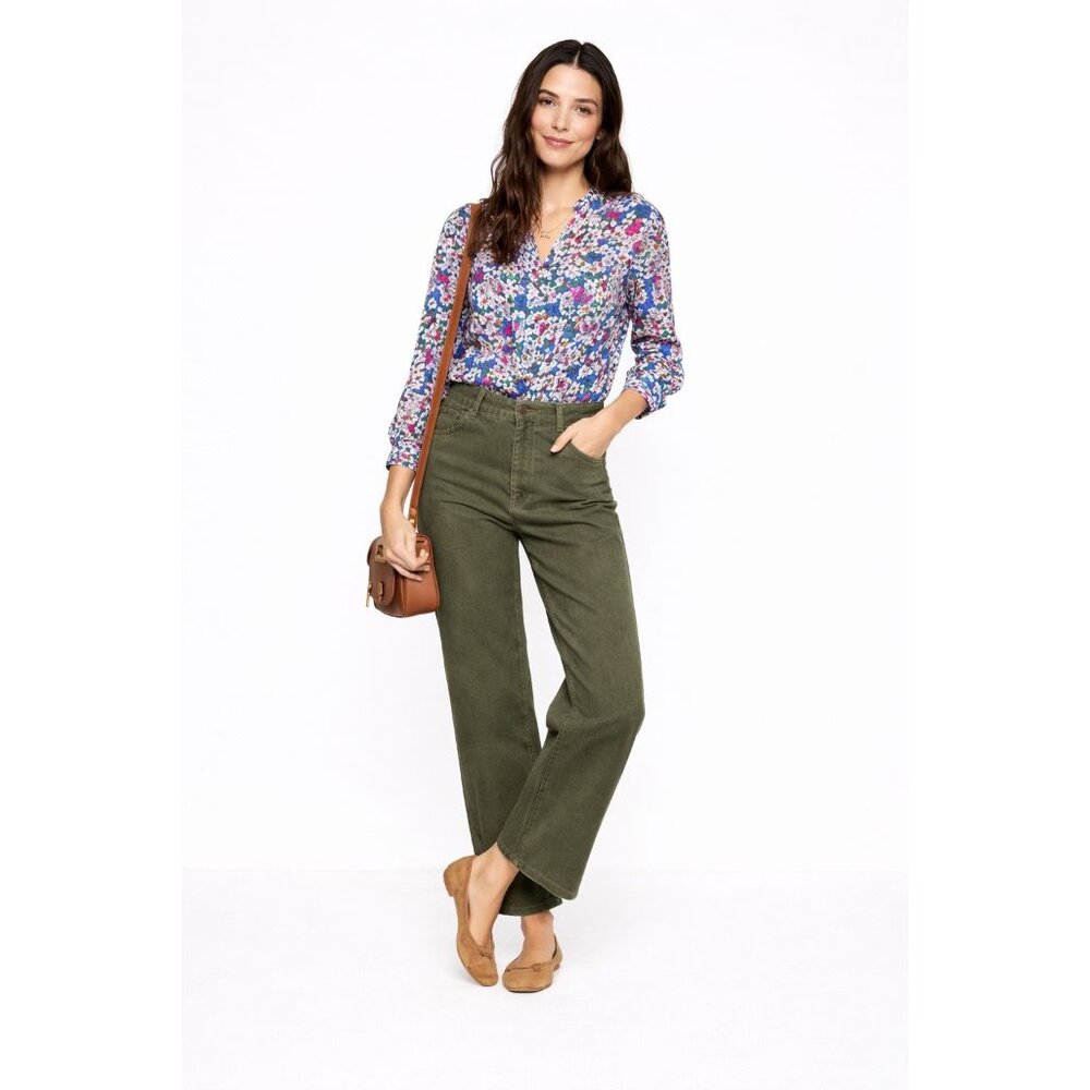 Boden Womens Chino Olive Green Cotton Blend Straight-Leg Pants Size 14R